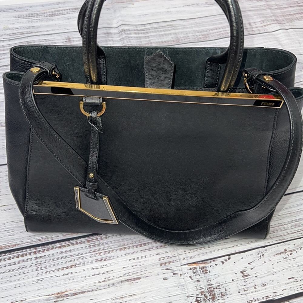 #FENDI Black Saffiano Leather Medium 2Jours Tote - Picture 4 of 16